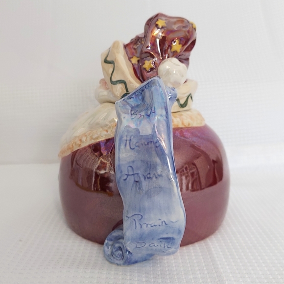 Blue Sky Santa Teapot Luster Glaze Christmas Tree Spout Clayworks - Picture 2 of 10